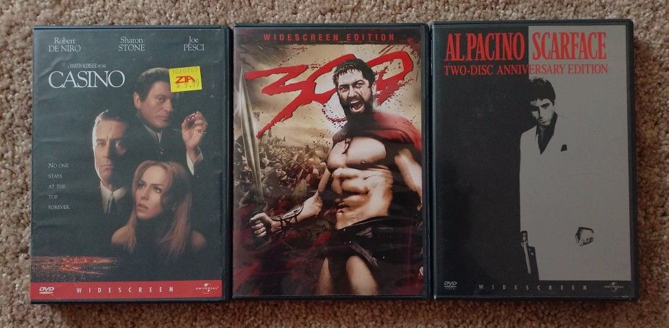 DVD Movies: Casino, 300, Scarface