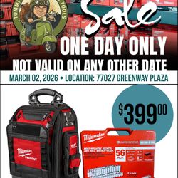 ONE DAY ONLY: Milwaukee PACKOUT Structured Backpack & 56pc 3/8" Drive Socket Set