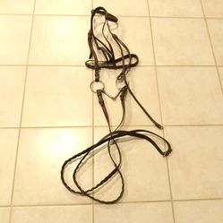 Vintage Horse Bridle And Bits Hand Stitched Leather And Metal 