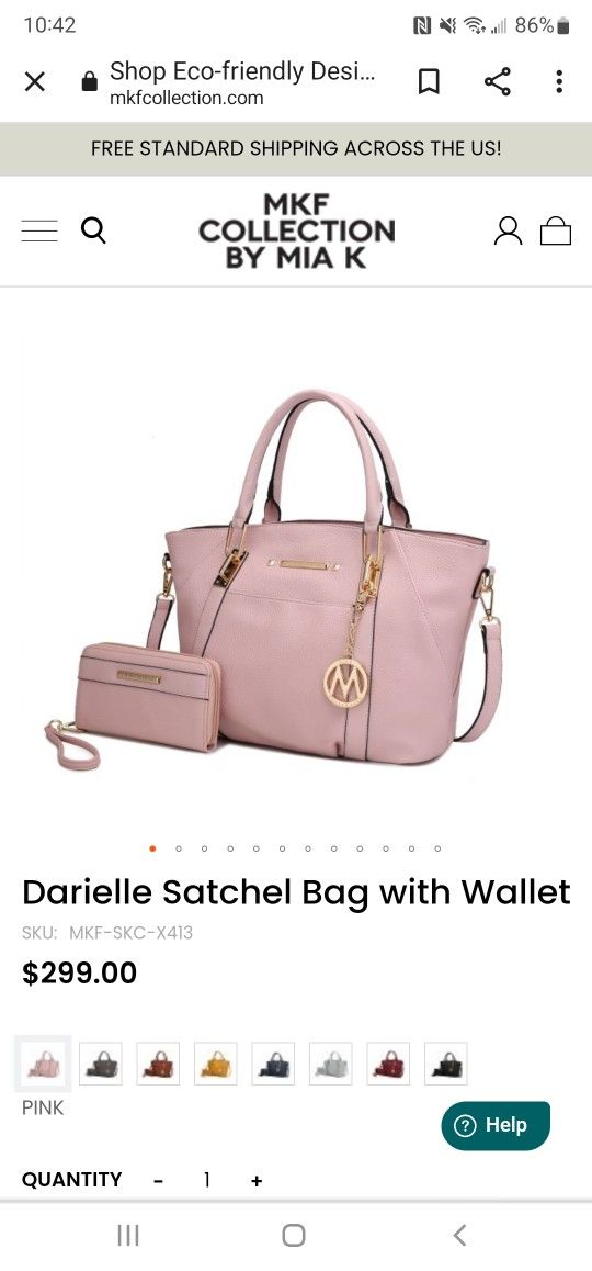 Darielle Satchel Bag with Wallet (Pink)