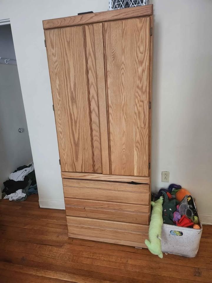 Solid Wood Armoire With Drawers