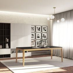 *BRAND NEW* Inch 215 Rectangular 100% FSC Certified Solid Wood Black Table | Ideal Furniture For Indoor
