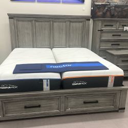 King Bed, Dresser Mirror, And Nightstand 