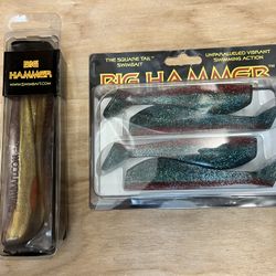 2 Packs Big Hammer Swimbaits, Fishing lures, Calico Bass, Sandbass, Yellowtail, Seabass, 5" & 7" New
