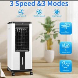 Air Cooler,Evaporative Air Cooler, 30IN Tower Fan, Built-in Ionizer,12H Timer,40°Oscillation,3 Modes&Speeds,LED Display, Remote Control with Ice Boxes