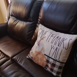 Brand New pebbled leather Brown Double Reclining Sofa