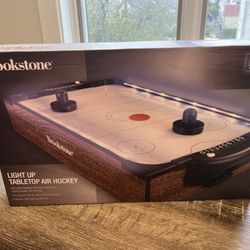 Brookstone Light Up Tabletop Air Hockey Table-NEW