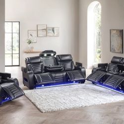 Tokyo 3 PCs Black Power Reclining Set 