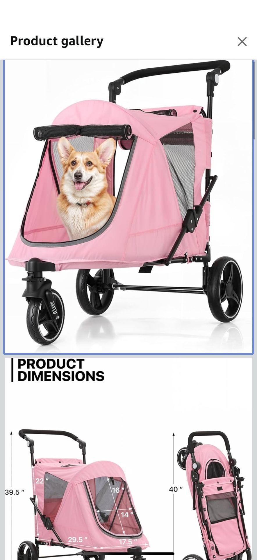 New in box MoNiBloom Pet Stroller for Large Dogs or Multiple Dogs Cats with Adjustable Handle, 3-Wheels Dual Entry Portable Dog Carting Easy Folding P