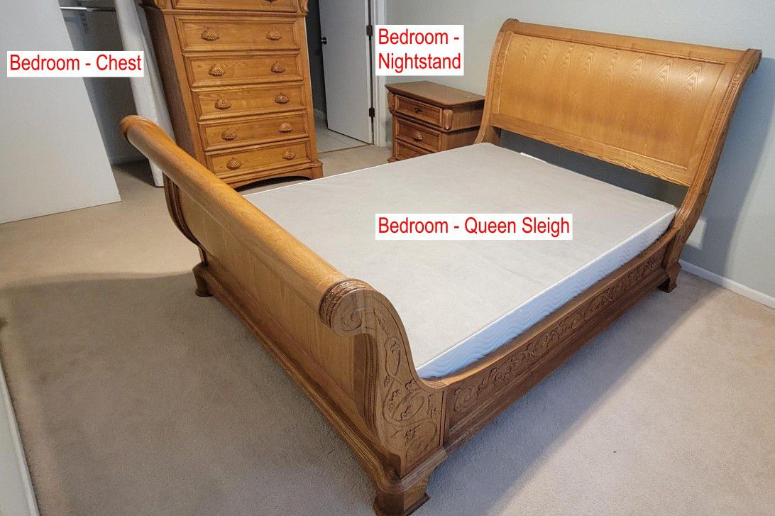 Solid Oak Sleigh Bedroom Set