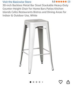 White Metal 30” Bar Stools - Set of 3 - PICK UP ONLY