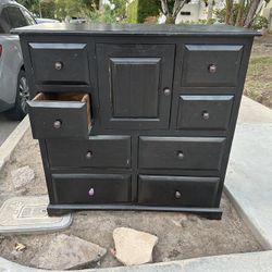 Large Black Dresser Or Chest Of Drawers