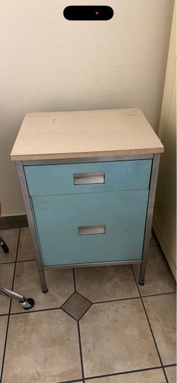 Vintage Metal Two-Drawer Cabinet