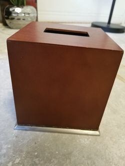 Wood/silver tissue box cover