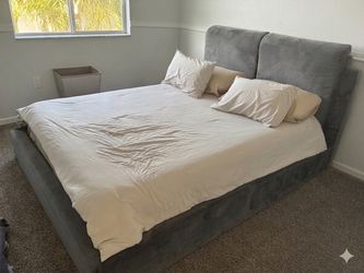 Queen Dark Grey Bed with Mattress