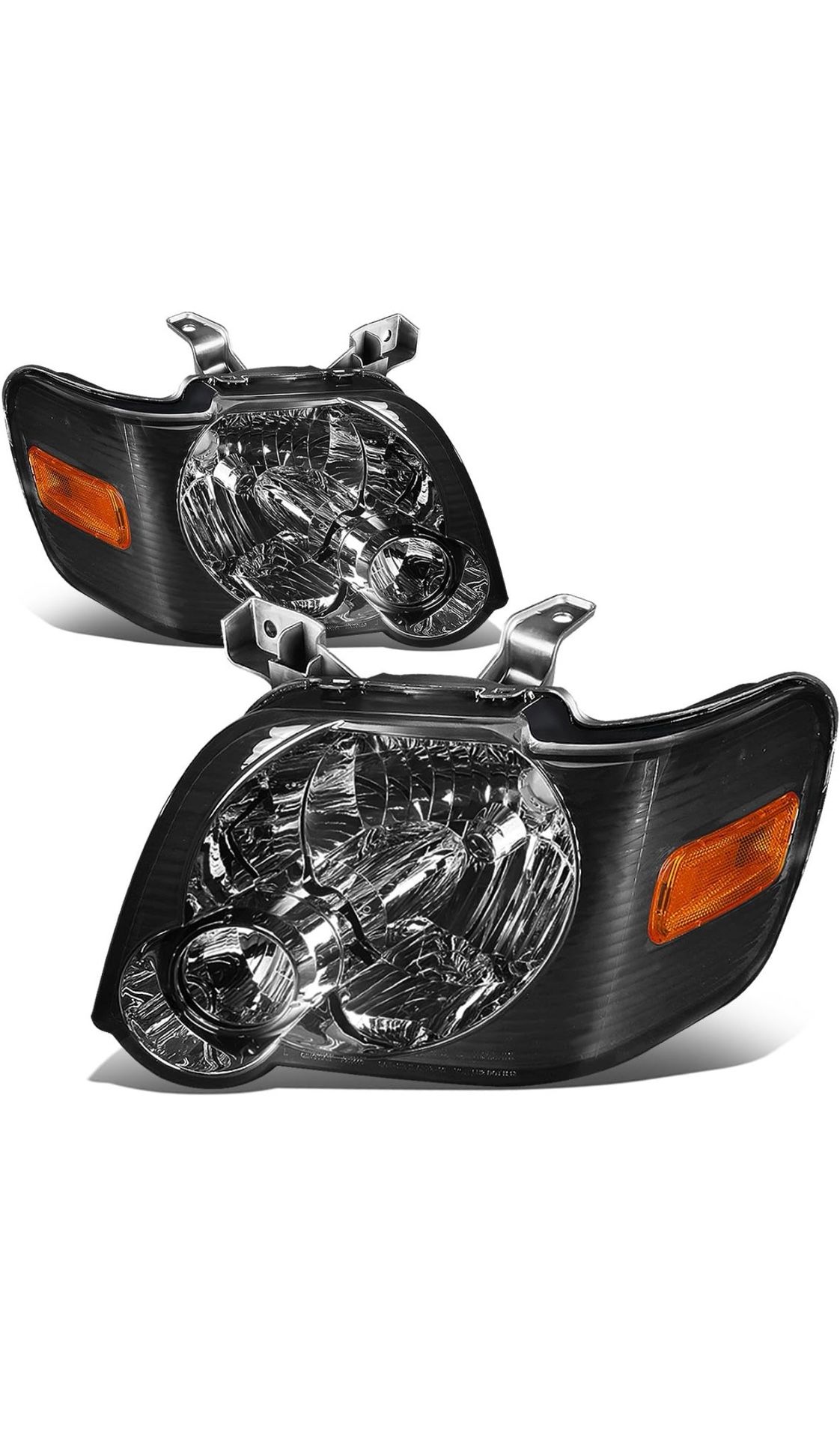 06-10 Ford Explorer/ 07-10 Sport Trac Headlights Black Housing Amber Corners Luces Negras
