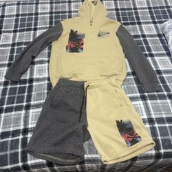 Reason Brand Skully Hoodie & Shorts 2 Piece Set