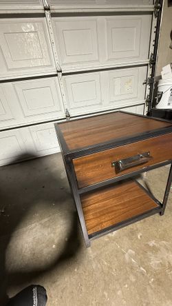 Industrial Wood & Metal Side Table / Nightstand