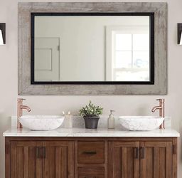 Rustic Wooden Framed Wall Mirror, 40"x30