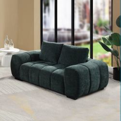 2 Seater Green Linen Sofa