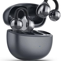 Open Ear Earbuds, Air Conduction Headphones Wireless Earbuds Bluetooth 5.4, Clip on Headphones with Mic 42H Playtime, Over Ear Earbuds Comfortable for