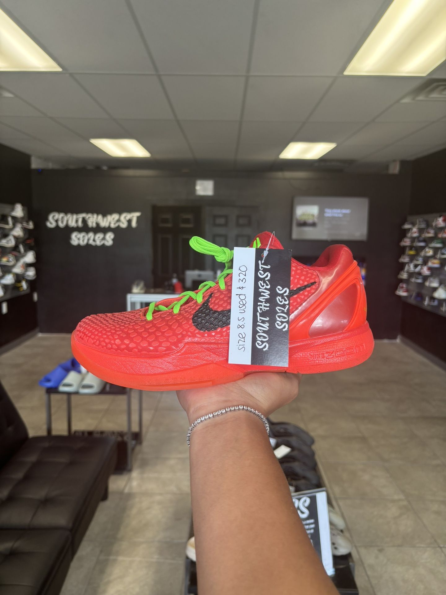 Kobe 6 Reverse Grinch Size 8.5 Available In Store!