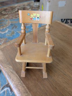 Strombecker Miniature Wooden Rocking Chair with Bear Decal