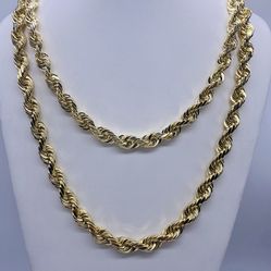 14K 10mm 26in Full Size Diamond Cut Rope Chain .brand New