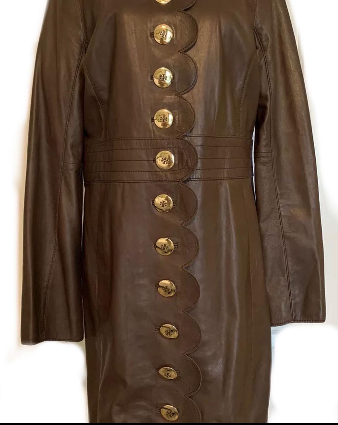 TORY BURCH Brown SOFT Leather Jacket Coat 6