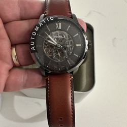 Fossil Men's Neutra Automatic Stainless Steel and Leather Three-Hand Skeleton Watch