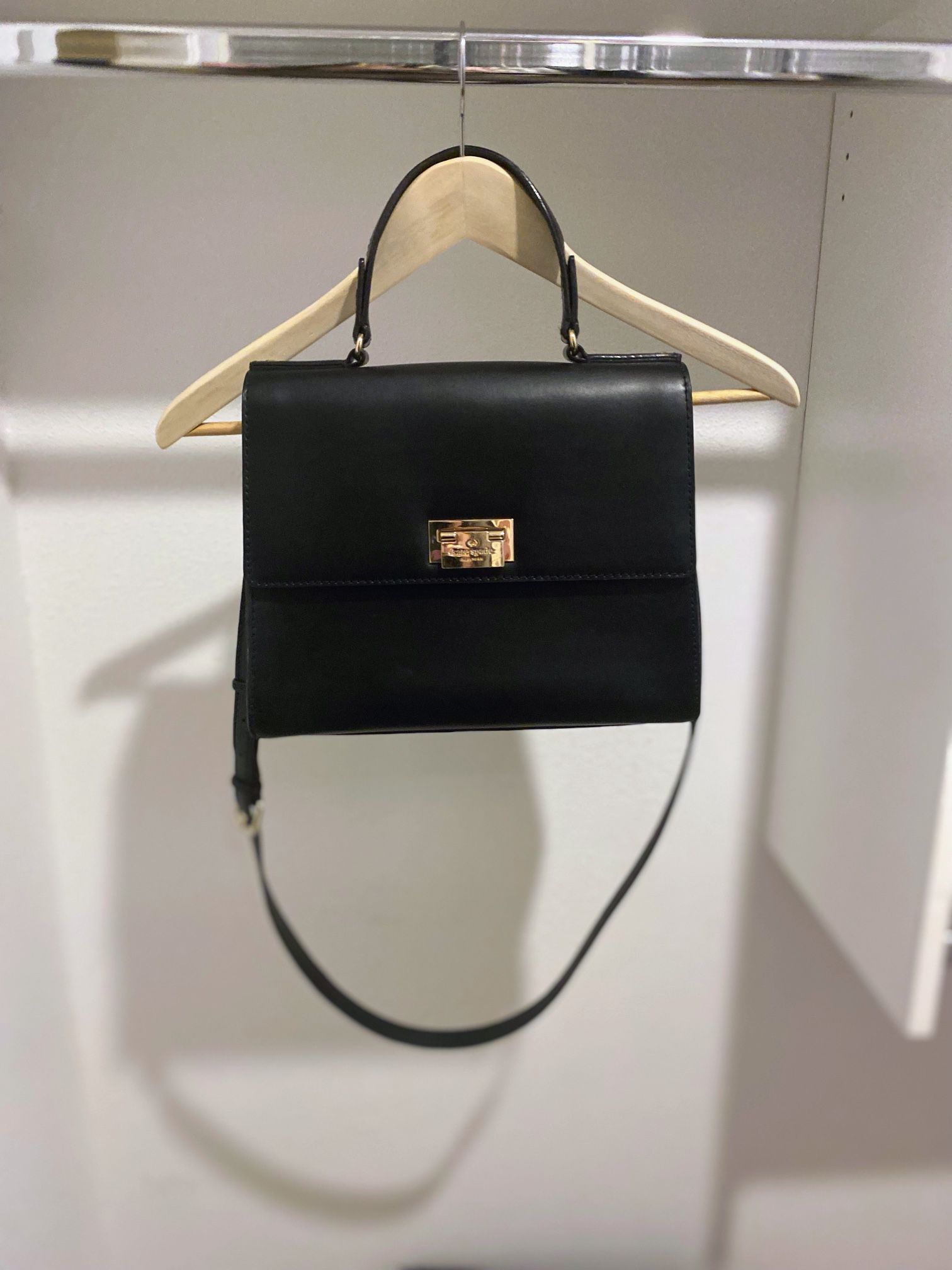 Kate Spade New York Black Leather Satchel With Long Strap