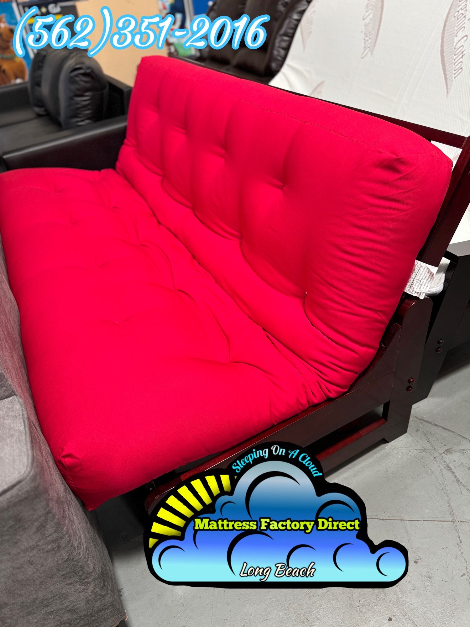 Red Futon Couch Sofa New Wooden Nuevo 