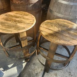 Hand Crafted Authentic Bourbon Whiskey Barrel Side Tables/End Tables