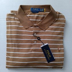 XXL Polo Ralph Lauren Men's Tan White Classic Fit Polo Shirt
