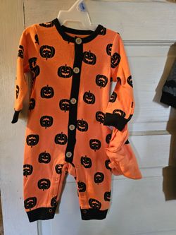 4  3/6 mo Halloween onesies