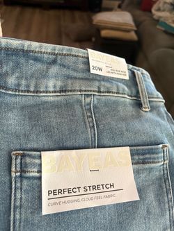 Bayeas High Rise Wide Leg Raw Hem Jeans Size 20W