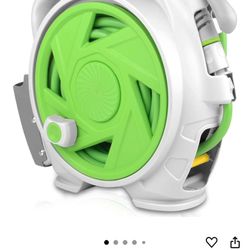 Garden Retractable Hose Reel, Portable Simple Home Hose Reel 45+5 FT with 7 Patterns Spray Nozzle, Wall Mounted and Any Length Lock for Garden Waterin