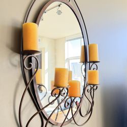 Vintage Z Gallerie Wrought Iron Scroll Oval Mirror 26”x38” Framed Mirror Pre 2000’s  $49 OBO