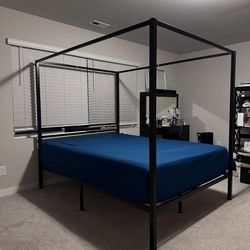 Queen Black Canopy Bed Frame 