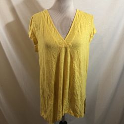 Meadow Rue Yellow Cap Sleeve V Neck Top - Womens XL, NWT, Bust 21.5”, Length 27”