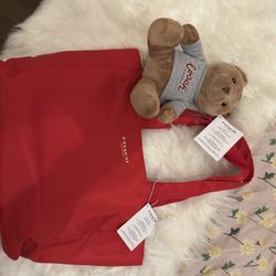Coach Fragrance red Shopper Tote Bag