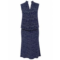 Vintage 90s Kathie Lee Collection 2 Piece Rayon Skirt Set Navy Print Women's 12