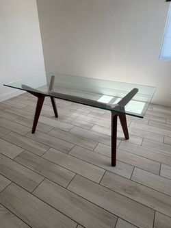 Mid-Century Modern Glass Top Desk