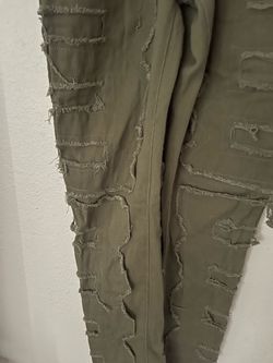 Olive Greensd Heavily Distressed Pants