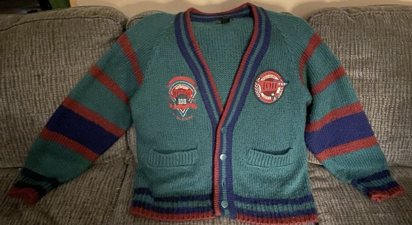 Authentic IOU International Mens Large Cardigan Sweater From The 90’s- Bought At Merry Go Round
