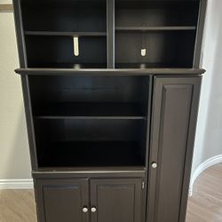 Dark Wood Media Cabinet / Entertainment Center with Storage Tower