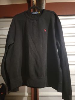 Polo Sweater Black Red Horse Sz. Large 