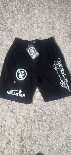 Hellstar Black Graphic Shorts with Tags