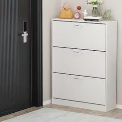 Modern Flip-Down Shoe Storage Cabinet – Narrow Entryway Rack
