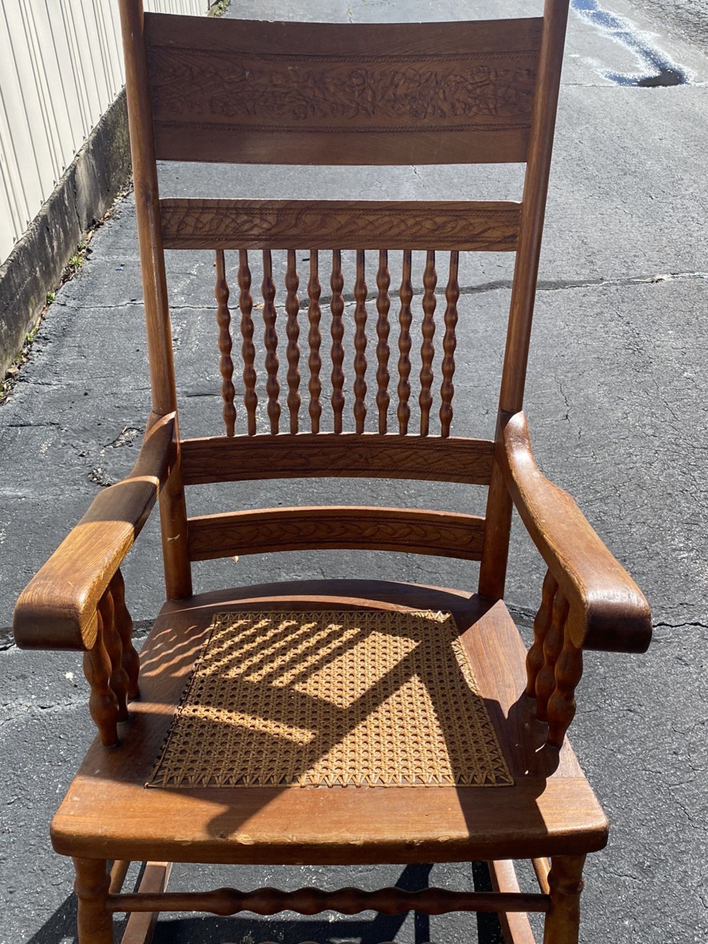 Vintage Wood And Cane Rocking Chair From 1940’s